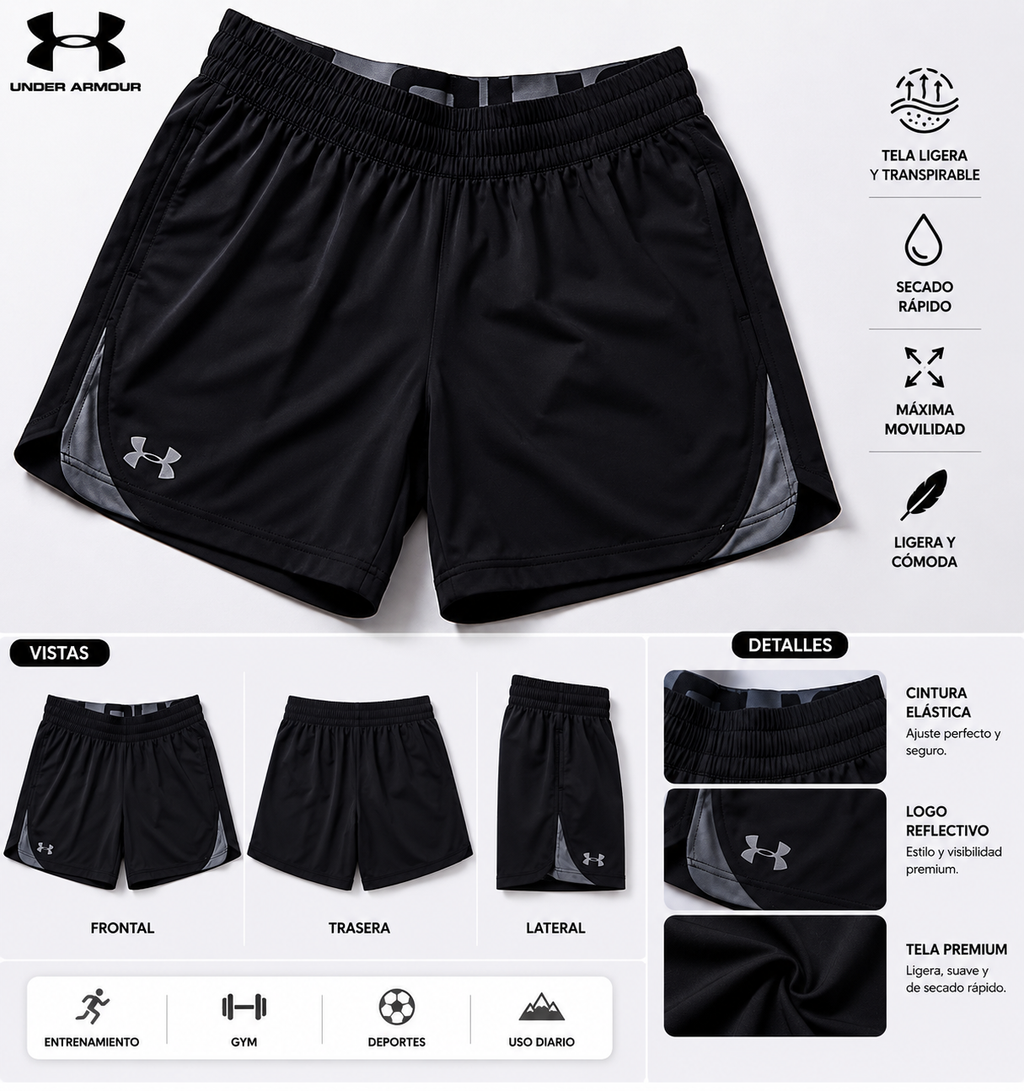 Pantaloneta Under Armour Negra Dri-FIT