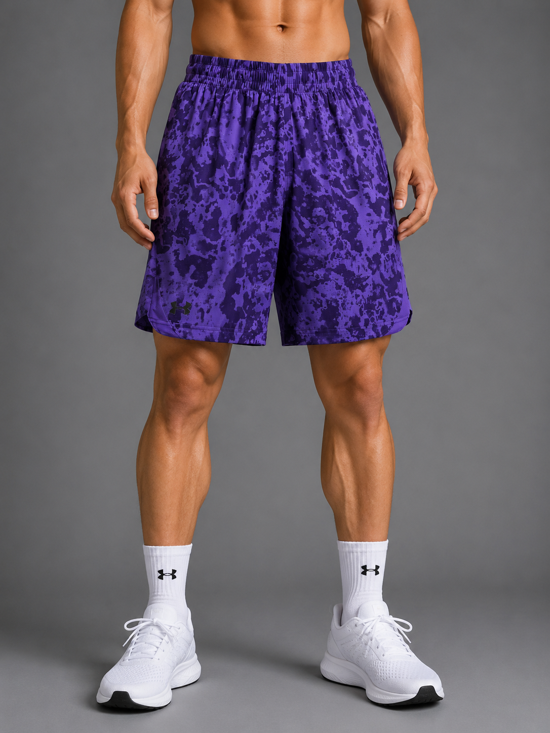 Pantaloneta Under Armour Morada Camuflada Dri-FIT