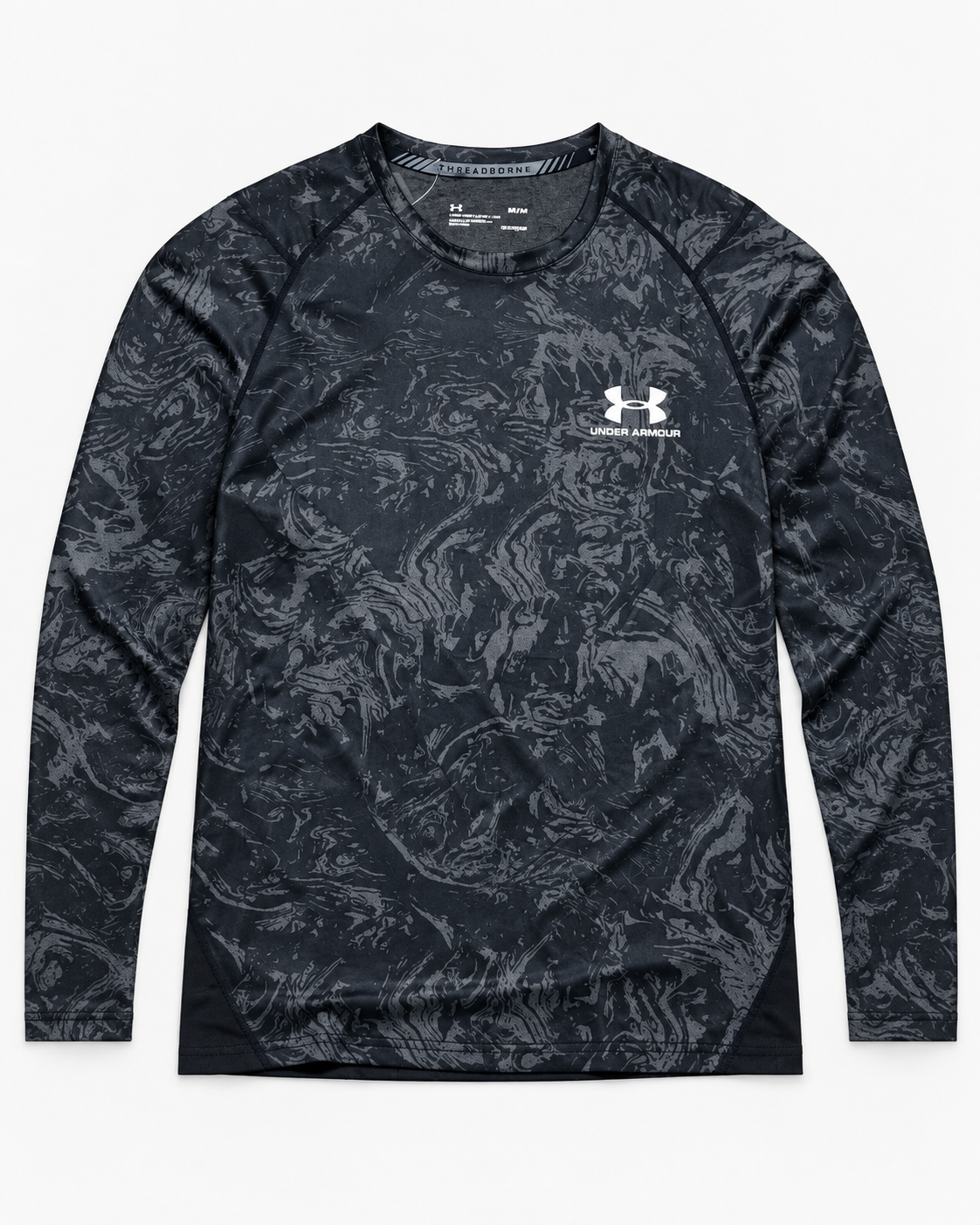 Camiseta Dri-FIT Under Armour Manga Larga Negra Estampada