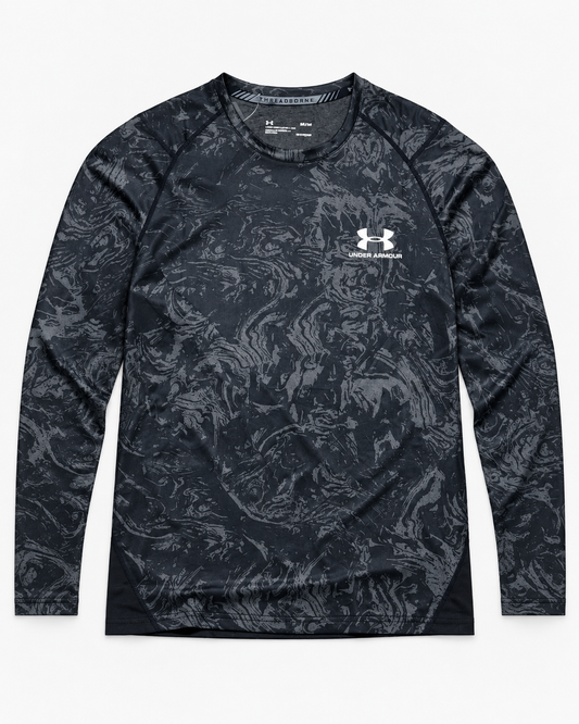 Camiseta Dri-FIT Under Armour Manga Larga Negra Estampada