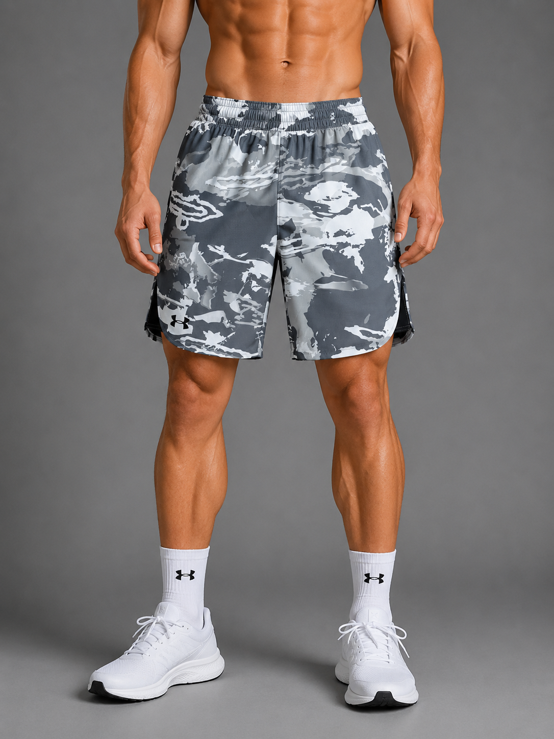 Pantaloneta Under Armour Gris Camuflada Dri-FIT