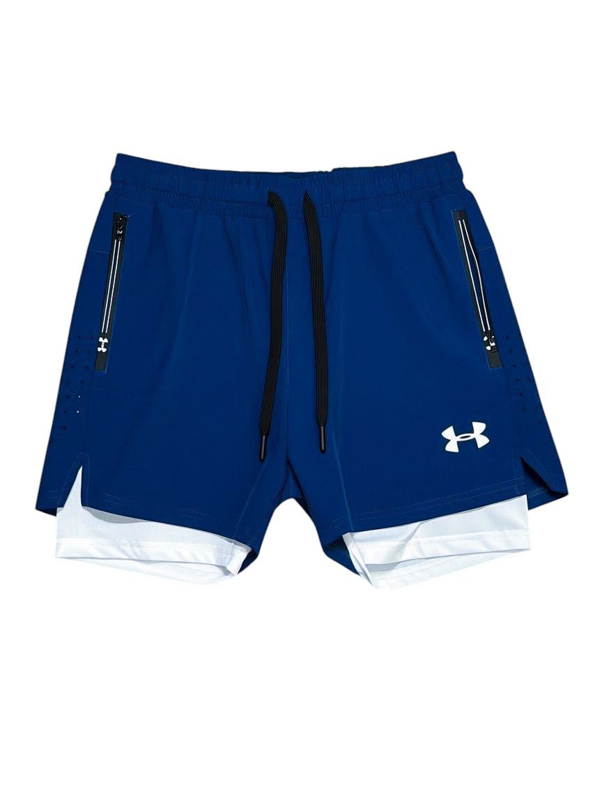Pantaloneta Under Armour Azul con Licra Interior